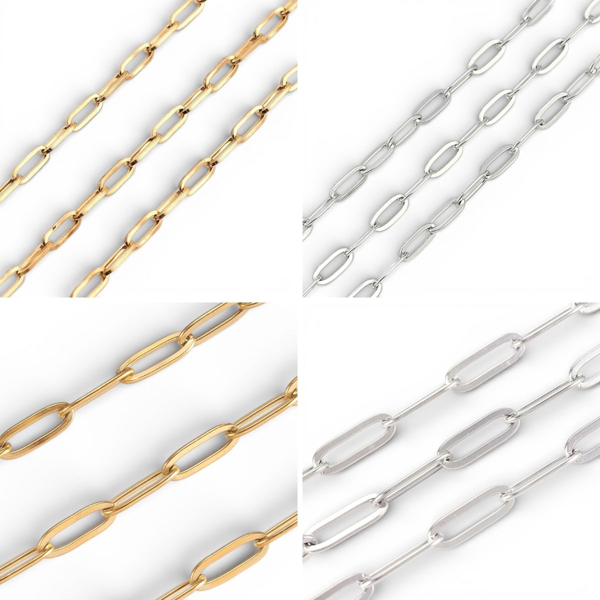x20 cm Chaîne Maille Trombone – Acier Inoxydable 304