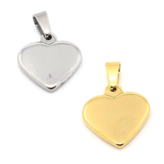 x1 Pendentif vierge en forme de cœur – Acier inoxydable 17x16mm