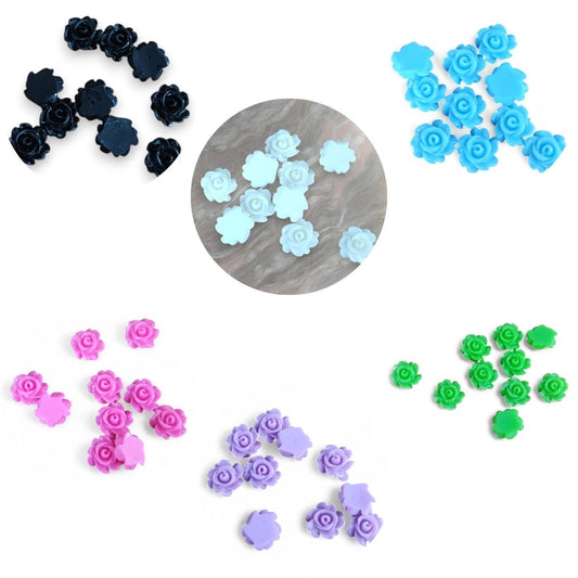 x5 Cabochons Fleur en Résine – 7 mm