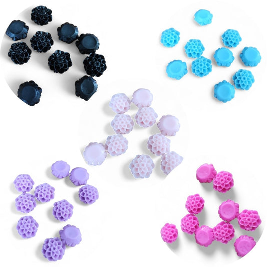 x5 Cabochons Fleur en Résine Opaque – 10 mm