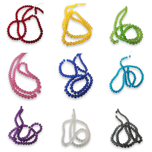 10 Perles Rondes en Verre Dépoli – 6 mm – Couleurs au Choix