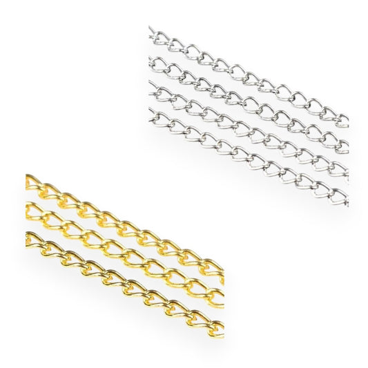 Chaîne Dorée ou argentée – Maillons 3 x 2 mm – Vendue au mètre