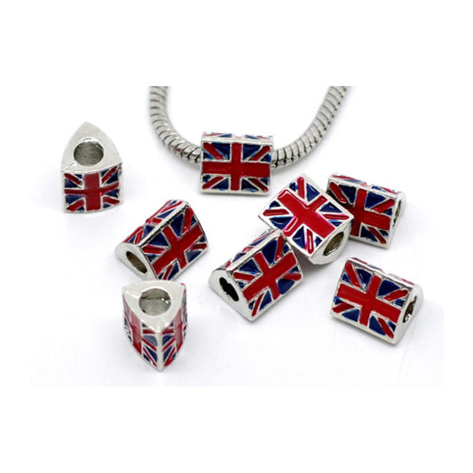 x1 Perles Charm Européen – Drapeau UK – 12x10 mm