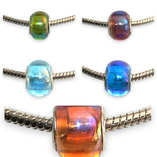 x1 Perle Européenne en Verre Irisé – Gros Trou 4 mm