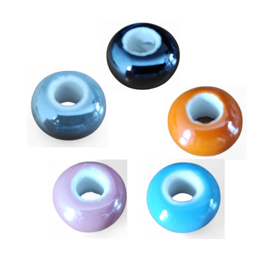 x1 Perle Européenne en Céramique – Gros Trou – 16x9 mm