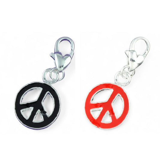 x1 Charm Peace and Love Émaillé – 33 mm | Rouge ou Noir
