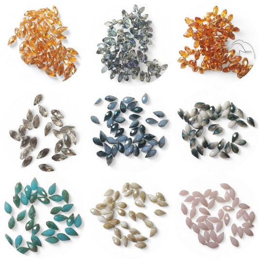 x10 Perles Gouttes Facettées en Verre – 12x6 mm