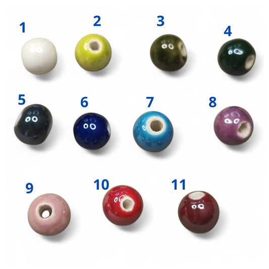 x1 Perle en Porcelaine Nacrée – 10 mm – Couleurs au Choix – Fait Main