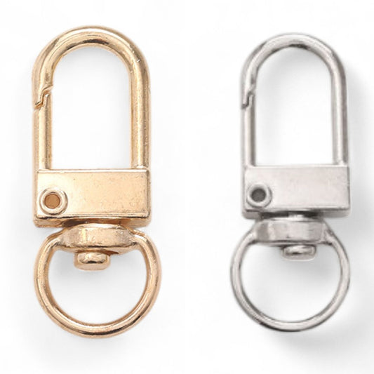 x1 Fermoir Porte-Clés avec Anneau Pivotant – 3,2 x 1,2 cm – Argenté ou Doré
