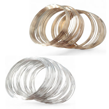 x10 tours Bracelet en Acier doré ou argenté clair à Mémoire de Forme – Ø 60 mm