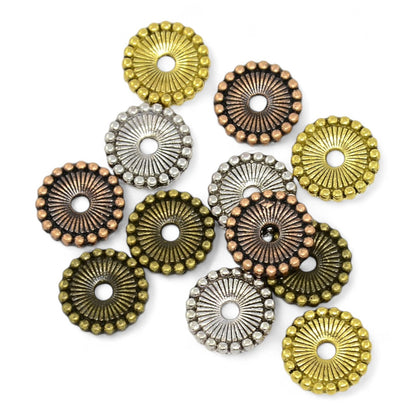 x5 Perles Intercalaires Striées Style Tibétain – 12 mm