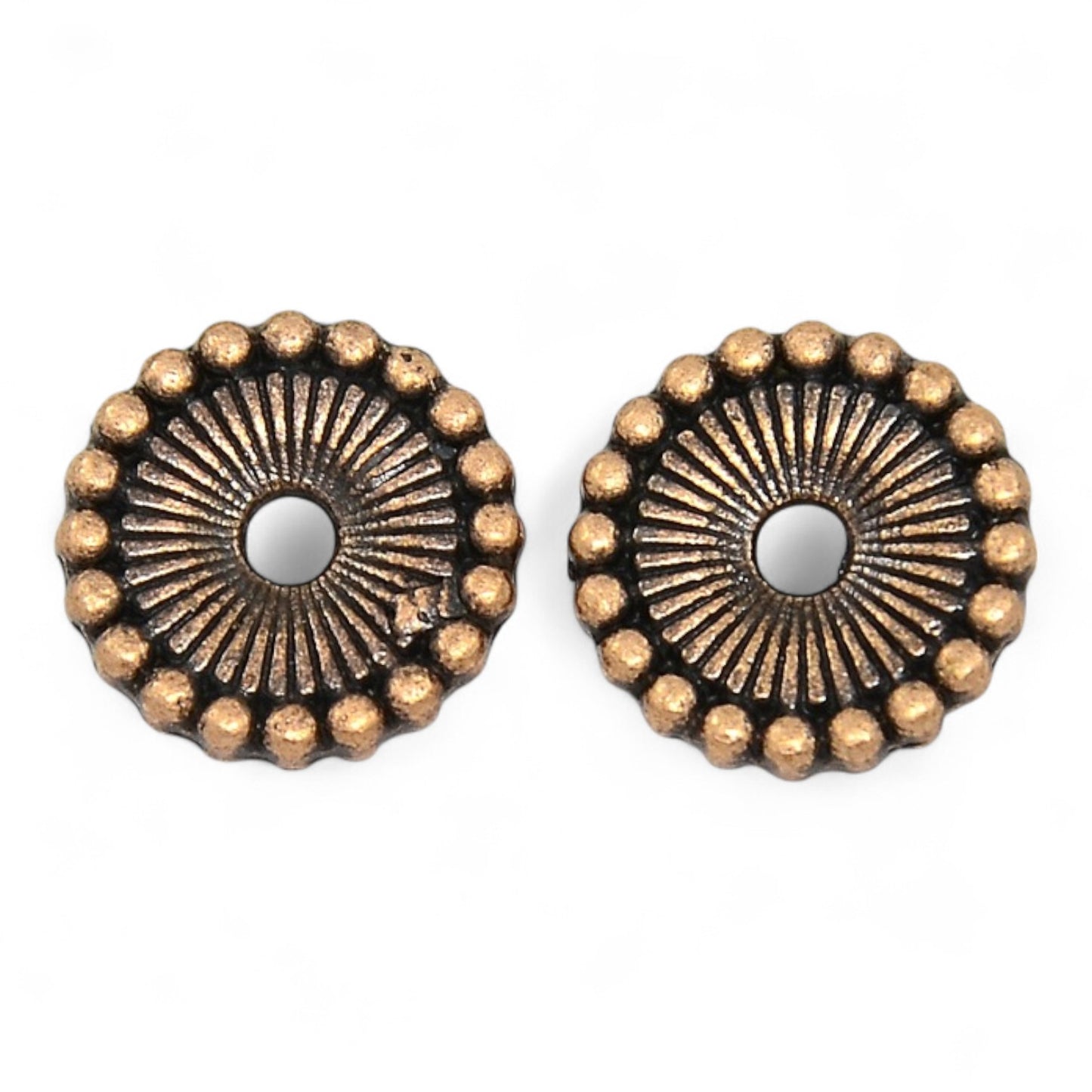 x5 Perles Intercalaires Striées Style Tibétain – 12 mm