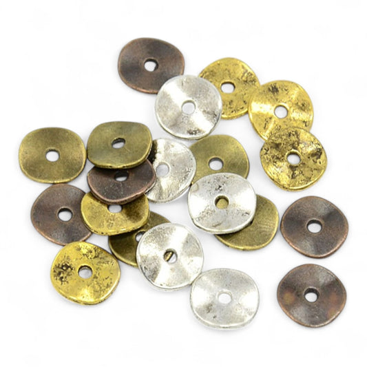 x5 Perles Intercalaires Ondulées Style Tibétain – 10 mm