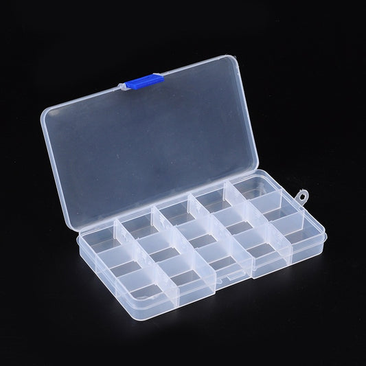 Boîte de Rangement pour Perles – 15 Compartiments Réglables – 10 x 17,5 cm