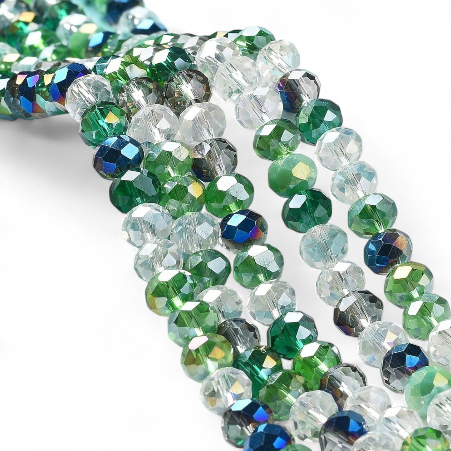 Perles en Verre à Facettes – Rondelles Vert  – 8x6 mm