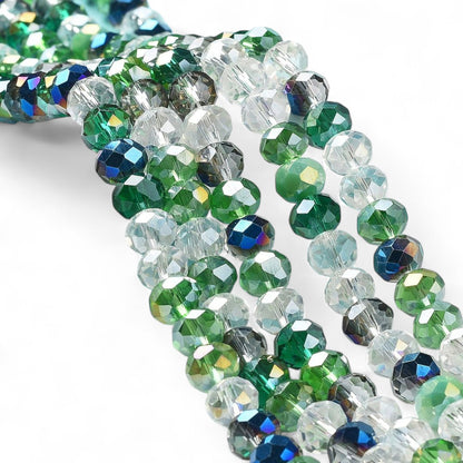 Perles en Verre à Facettes – Rondelles Vert  – 8x6 mm