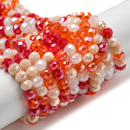 Perles en Verre à Facettes – Rondelles Orange et Blanc – 6x5 mm