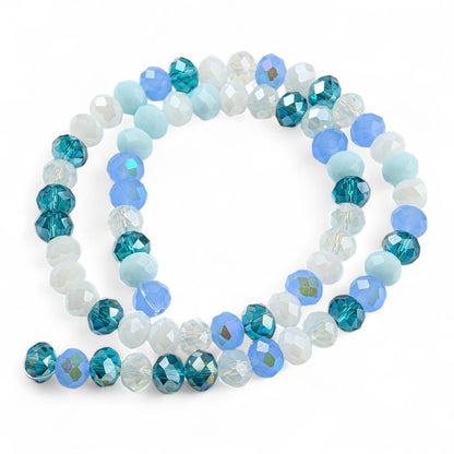 Perles en Verre à Facettes – Rondelles Bleu – 8x6 mm