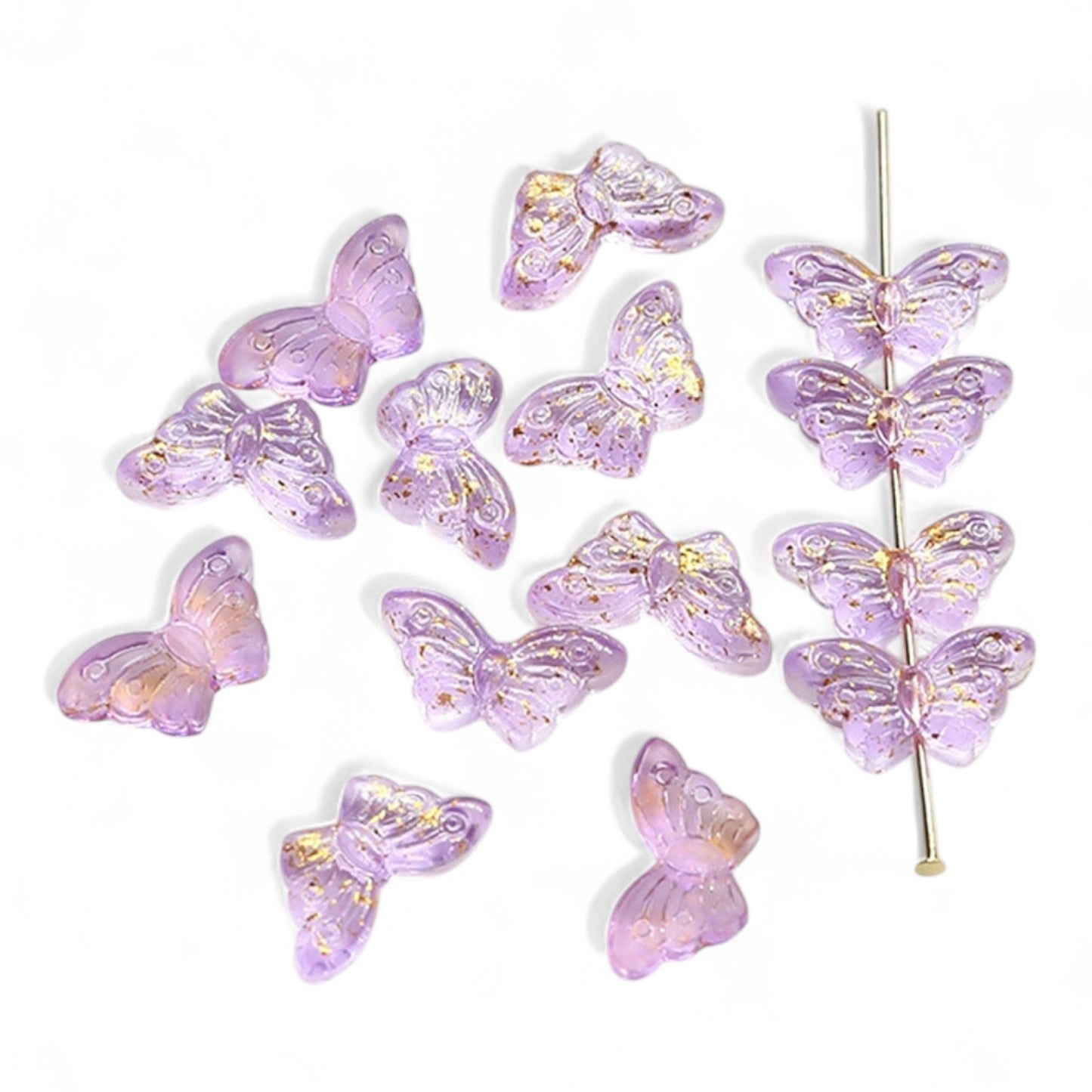 x10 Perles Papillon en Verre Soufflé à la Main – 15 x 8 mm