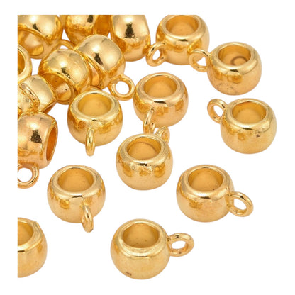 x10 Perles à Bélière Tonneau – Doré ou Argenté – 8 à 11,5 mm