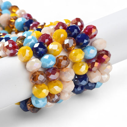 Perles en Verre à Facettes – Rondelles Multicolore Opaque  – 8x6 mm