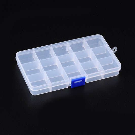 Boîte de Rangement pour Perles – 15 Compartiments Réglables – 10 x 17,5 cm