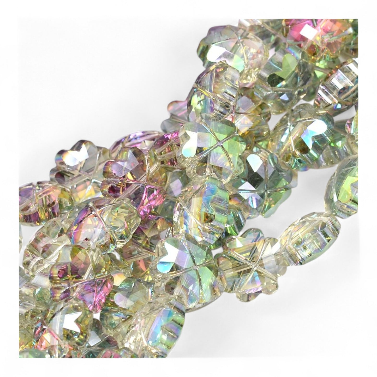 x1 Perle de Verre à Facettes Galvanisées – Forme Trèfle – 17 mm