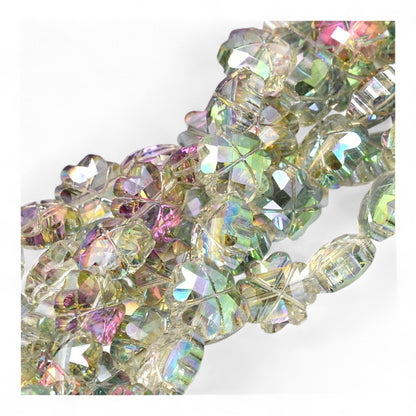 x1 Perle de Verre à Facettes Galvanisées – Forme Trèfle – 17 mm
