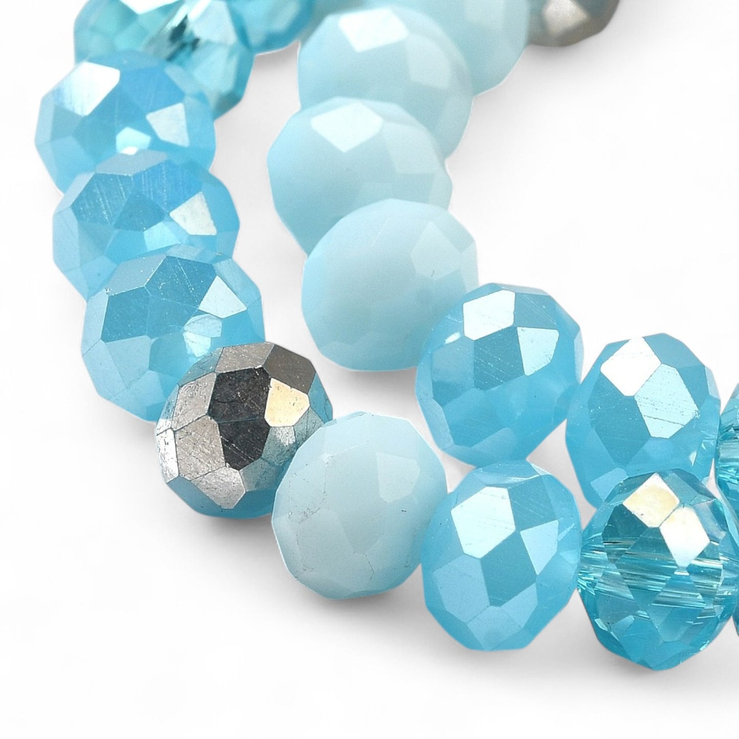 Perles en Verre à Facettes – Rondelles Bleu et Doré – 8x6 mm