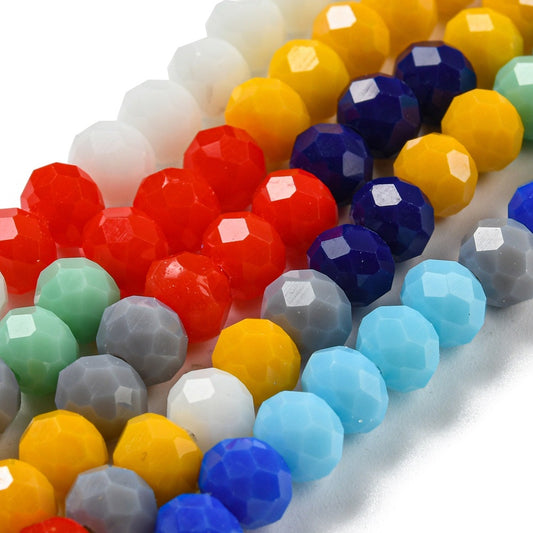 Perles en Verre à Facettes – Rondelles Multicolore Opaque – 6x5 mm
