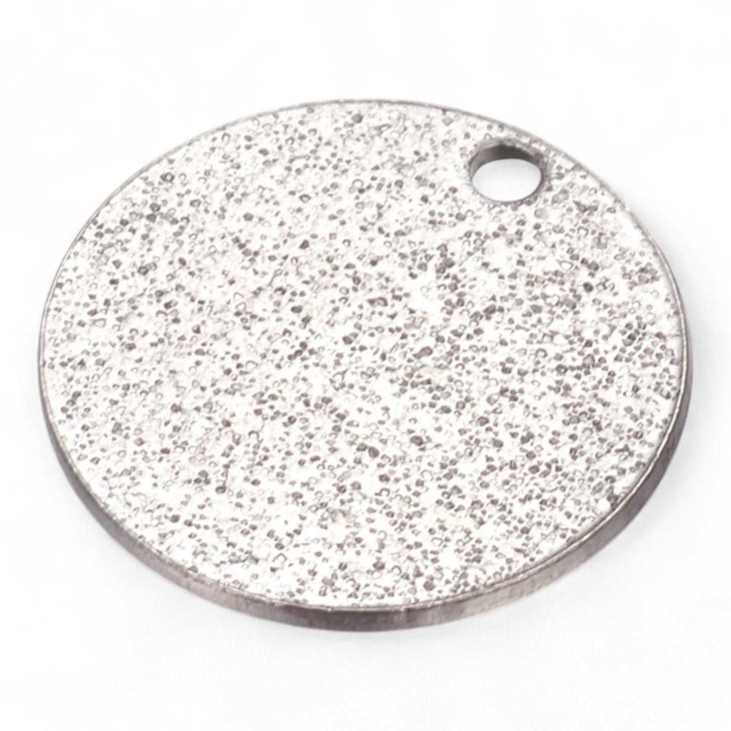 x2 Pendentifs Ronds Texturés Scintillants en Acier Inoxydable 304 – 15 mm