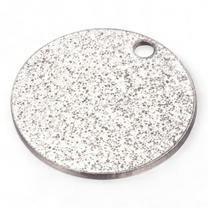 x2 Pendentifs Ronds Texturés Scintillants en Acier Inoxydable 304 – 15 mm