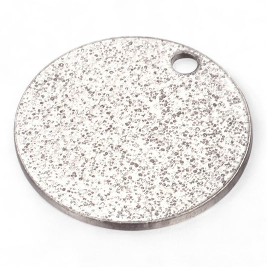 x2 Pendentifs Ronds Texturés Scintillants en Acier Inoxydable 304 – 15 mm