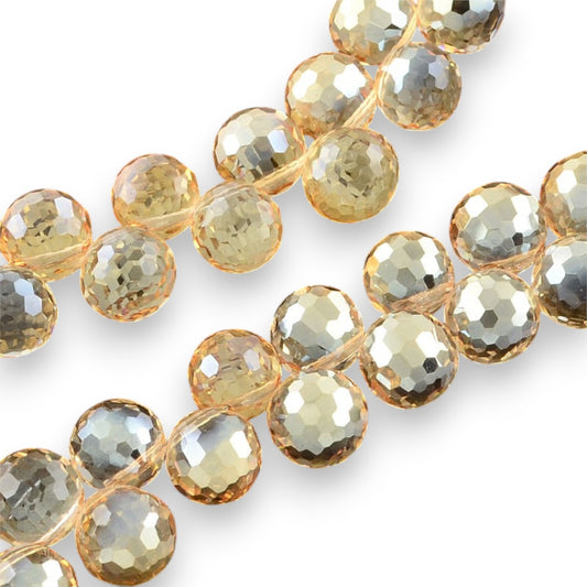 x5 Perles pendentifs en verre électrolytique – 128 facettes – 8/9mm – Navajo White