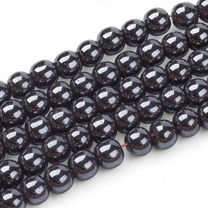 x10 Perles Rondes en Hématite Synthétique Non Magnétique – 6 mm ou 10 mm