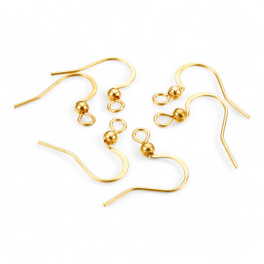 1 paire Crochets de boucles d’oreilles en acier chirurgical 316L plaqué or 18K