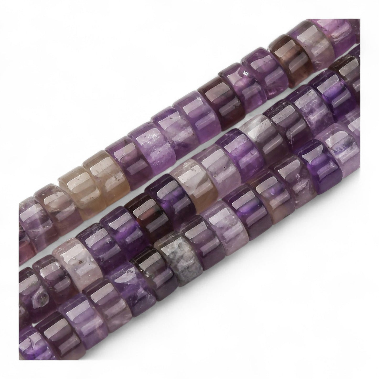 x20 Perles Heishi en Améthyste Naturelle – Disques 6 x 3,5 mm