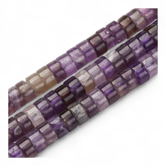 x20 Perles Heishi en Améthyste Naturelle – Disques 6 x 3,5 mm