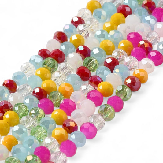 Perles en Verre à Facettes – Rondelles Multicolore Peps – 6x5 mm
