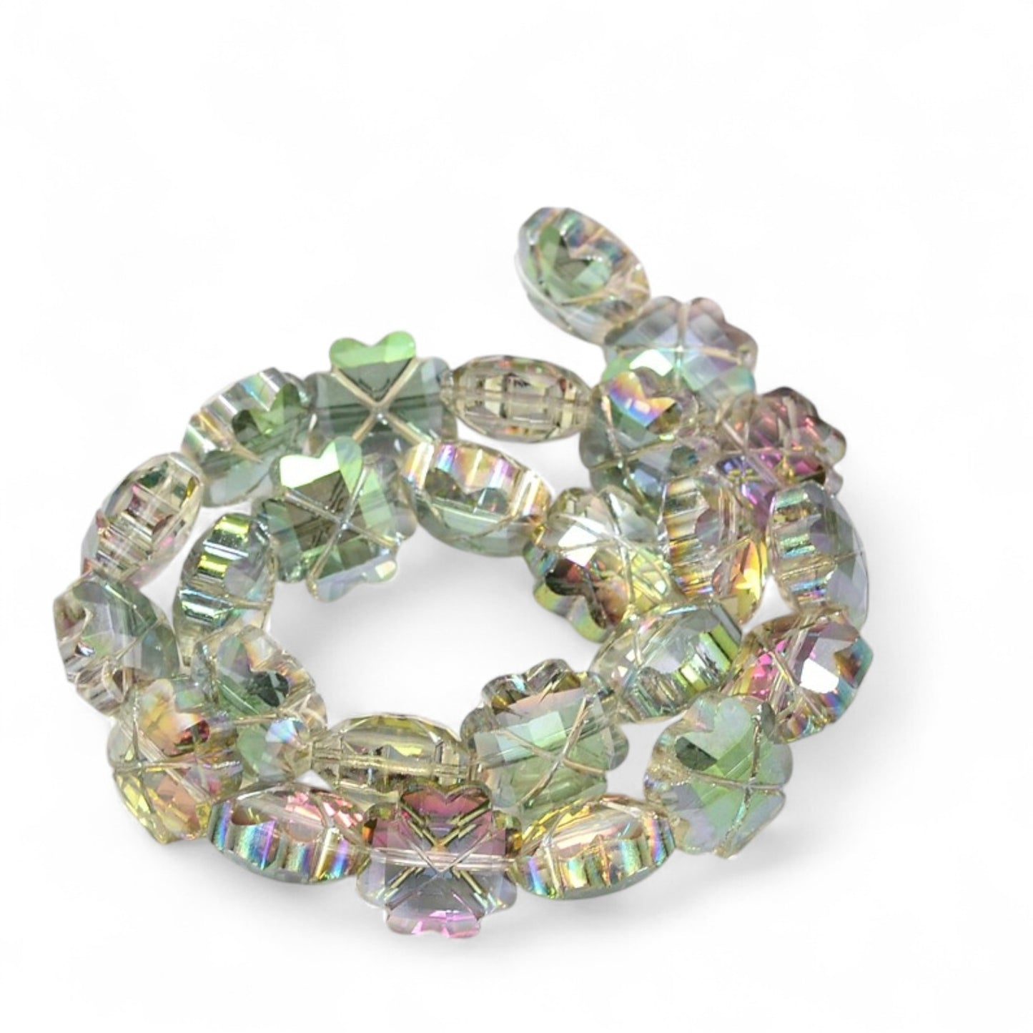 x1 Perle de Verre à Facettes Galvanisées – Forme Trèfle – 17 mm