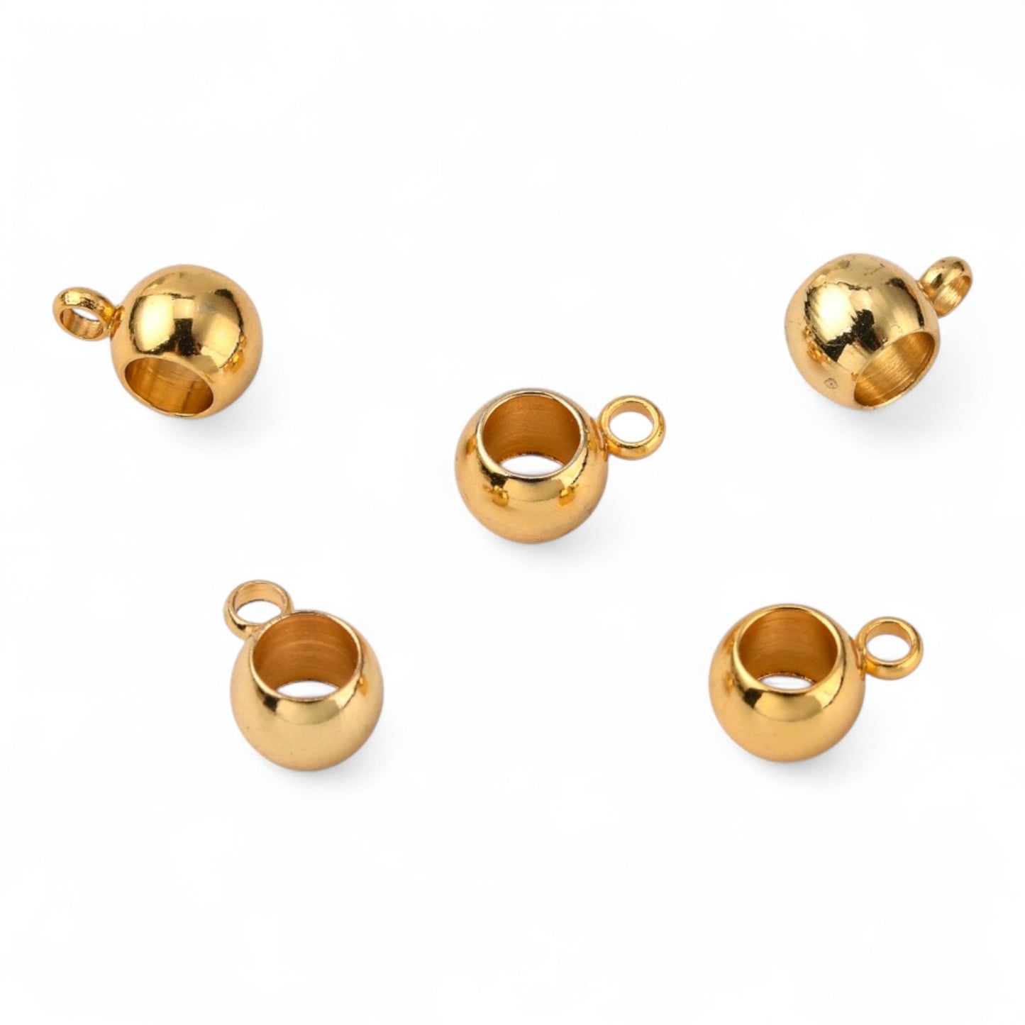 x2 bélières perle avec perle d'attache, en acier inoxydable 304, 5x9x6mm