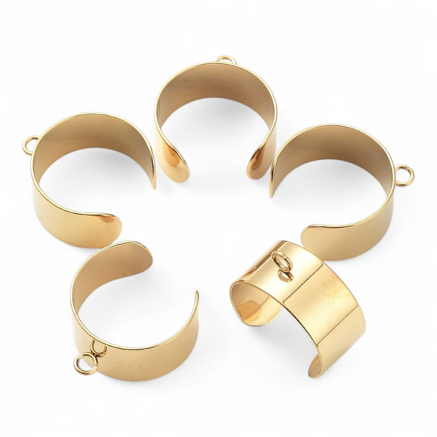 Bague Ouverte en Acier Inoxydable 304 – Base à Boucle – Or 18K ou Acier