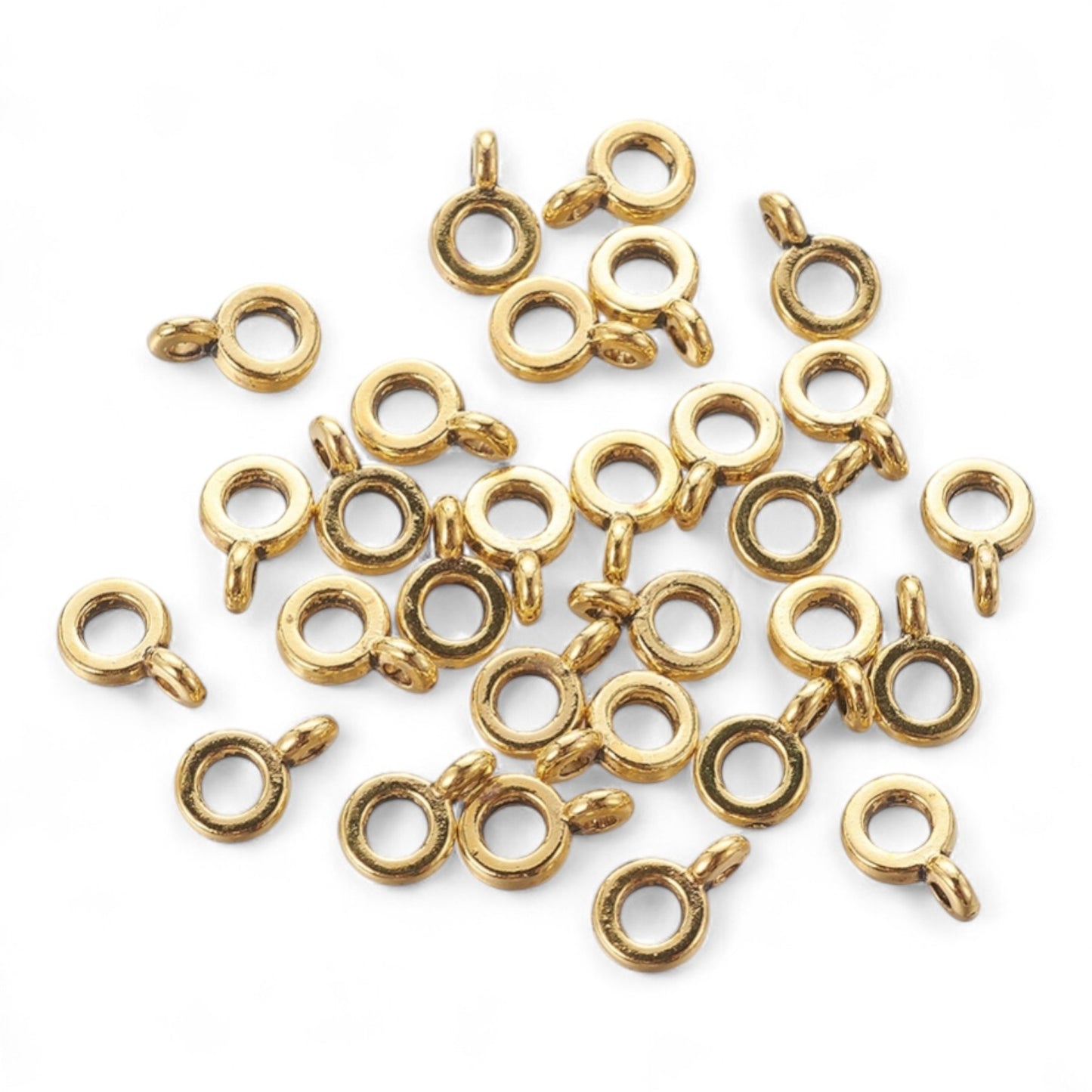 x10 Pendentifs à Bélière Tibétaine – Or Antique – 6,5 mm