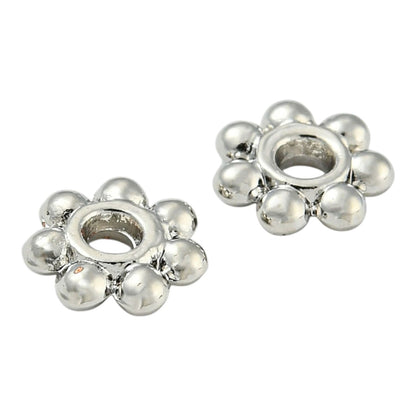 x20 Perles d’Espacement Fleur – Alliage de Zinc, Plaqué Platine ou Or 14K – 6 mm