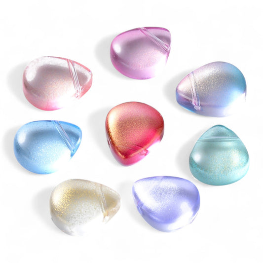 x10 Pendentifs Gouttes en Verre – Couleurs Mélangées – 12,5 x 10,5 x 5,5 mm
