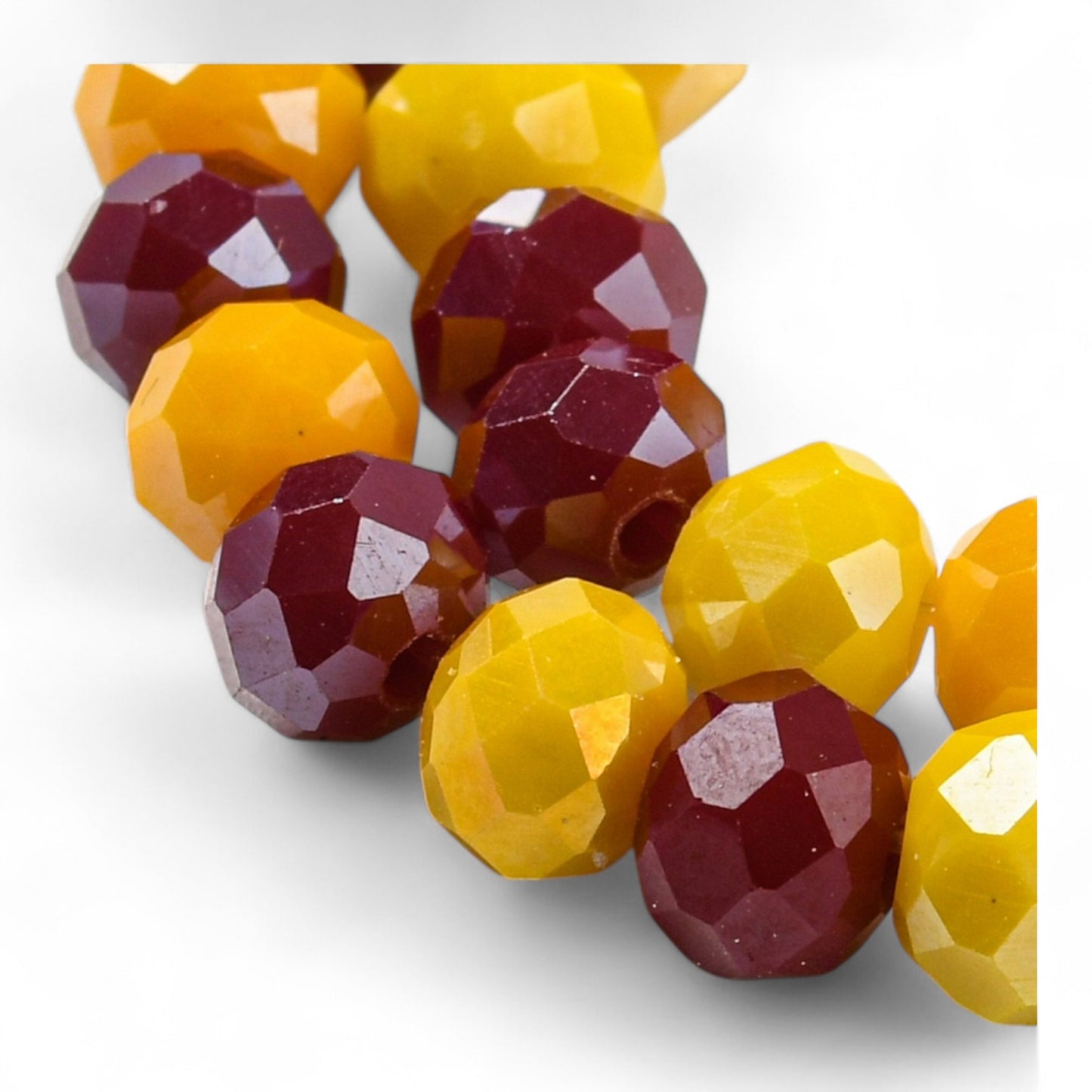 Perles en Verre à Facettes – Rondelles Jaune orangé et Rouge – 6x5 mm