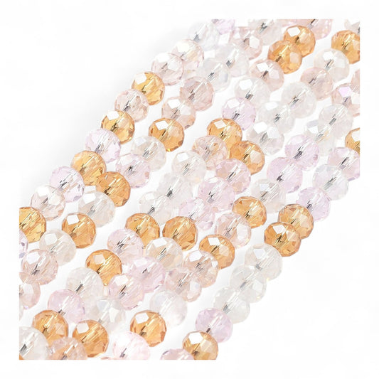 Perles en Verre à Facettes – Rondelles Rose – 6x5 mm