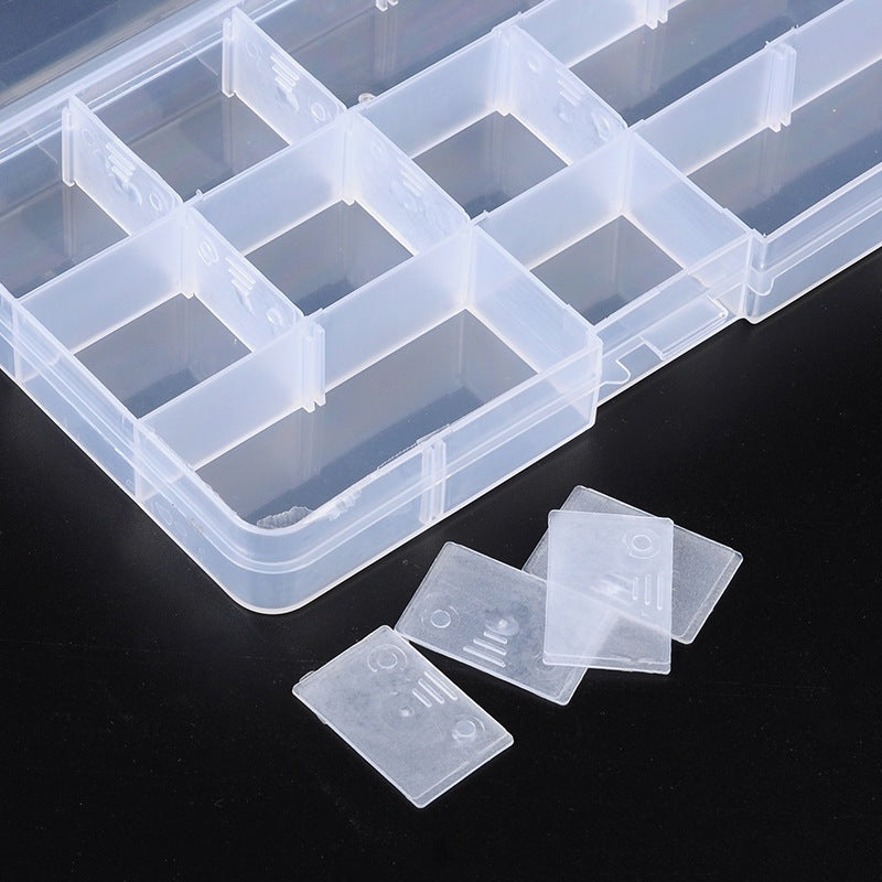 Boîte de Rangement pour Perles – 15 Compartiments Réglables – 10 x 17,5 cm