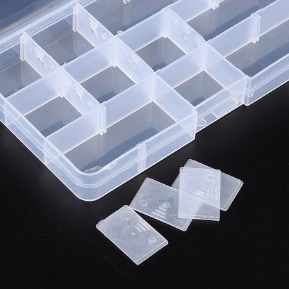 Boîte de Rangement pour Perles – 15 Compartiments Réglables – 10 x 17,5 cm