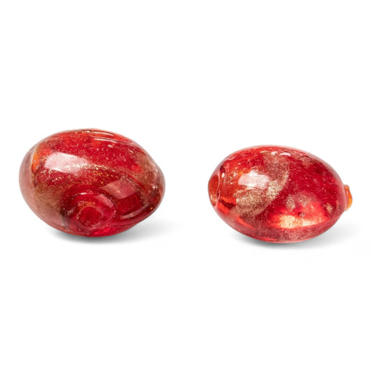 X1 Perle Lampwork Plate – 12 mm | Couleurs au choix et Sable Doré